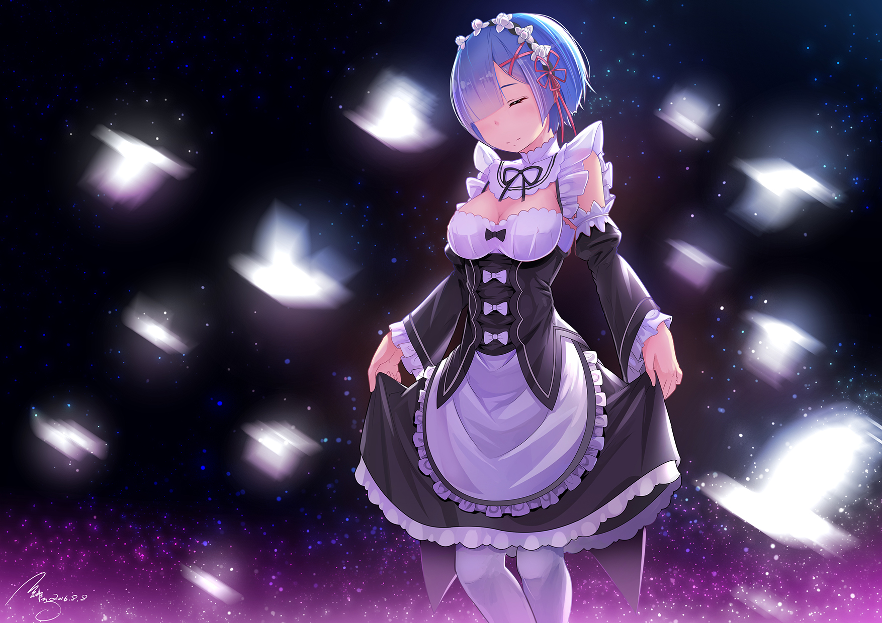 Feihong Re Zero Kara Hajimeru Isekai Seikatsu Rem Re Zero Cleavage Maid Skirt Lift 407959 5414